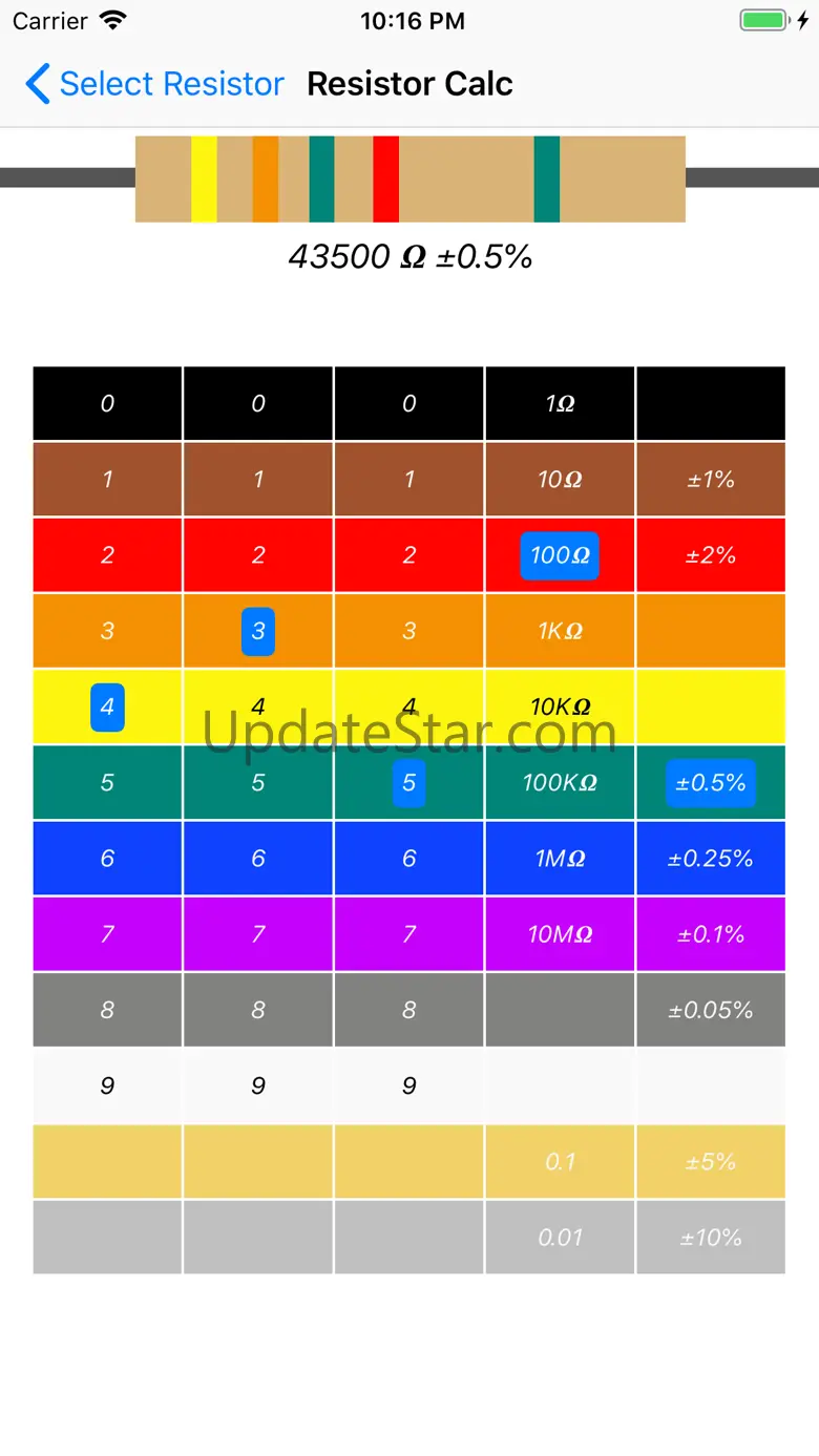 Resistor color code calc 1.3.3