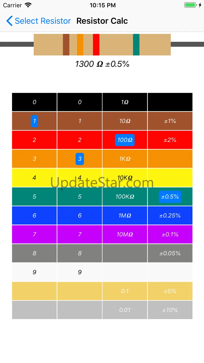 Resistor color code calc 1.3.3