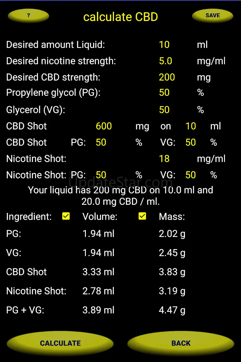 Base, E-Juice und Liquid Calcu 3.1.0