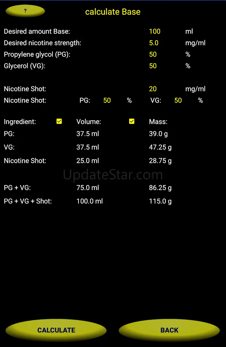 Base, E-Juice und Liquid Calcu 3.1.0