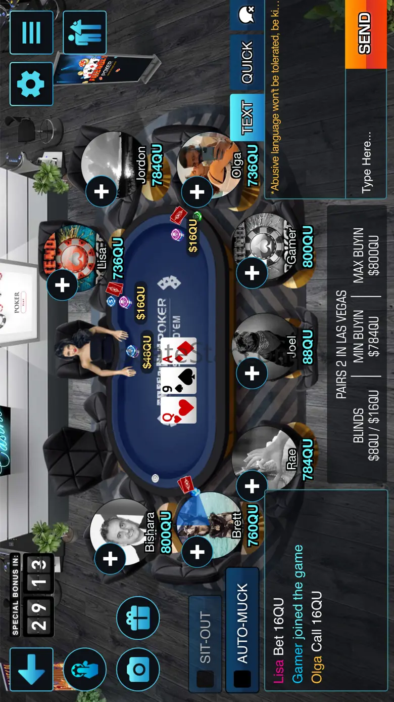 Friendly Poker Added a waiting list.