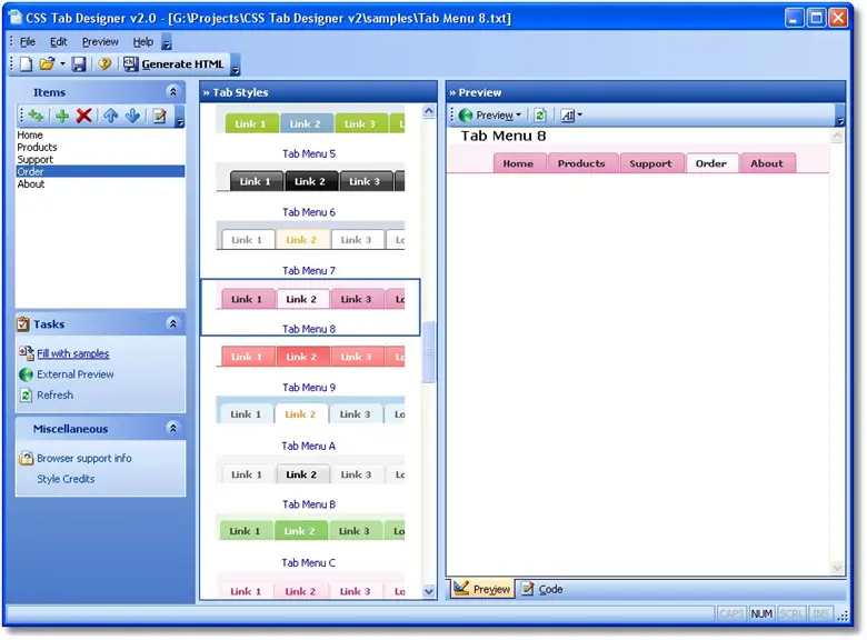 CSS Tab Designer 2.0.1