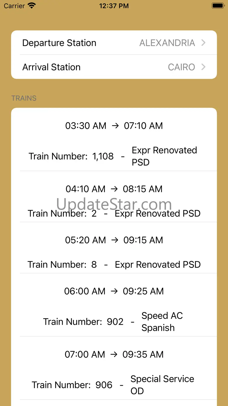 Egypt Train Times 1.3.2