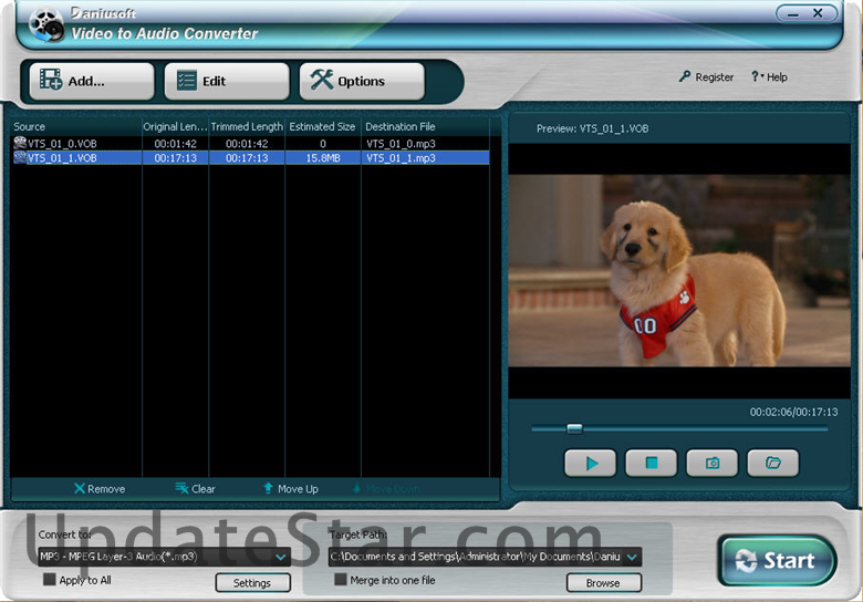 Daniusoft Video to Audio Converter 2.1