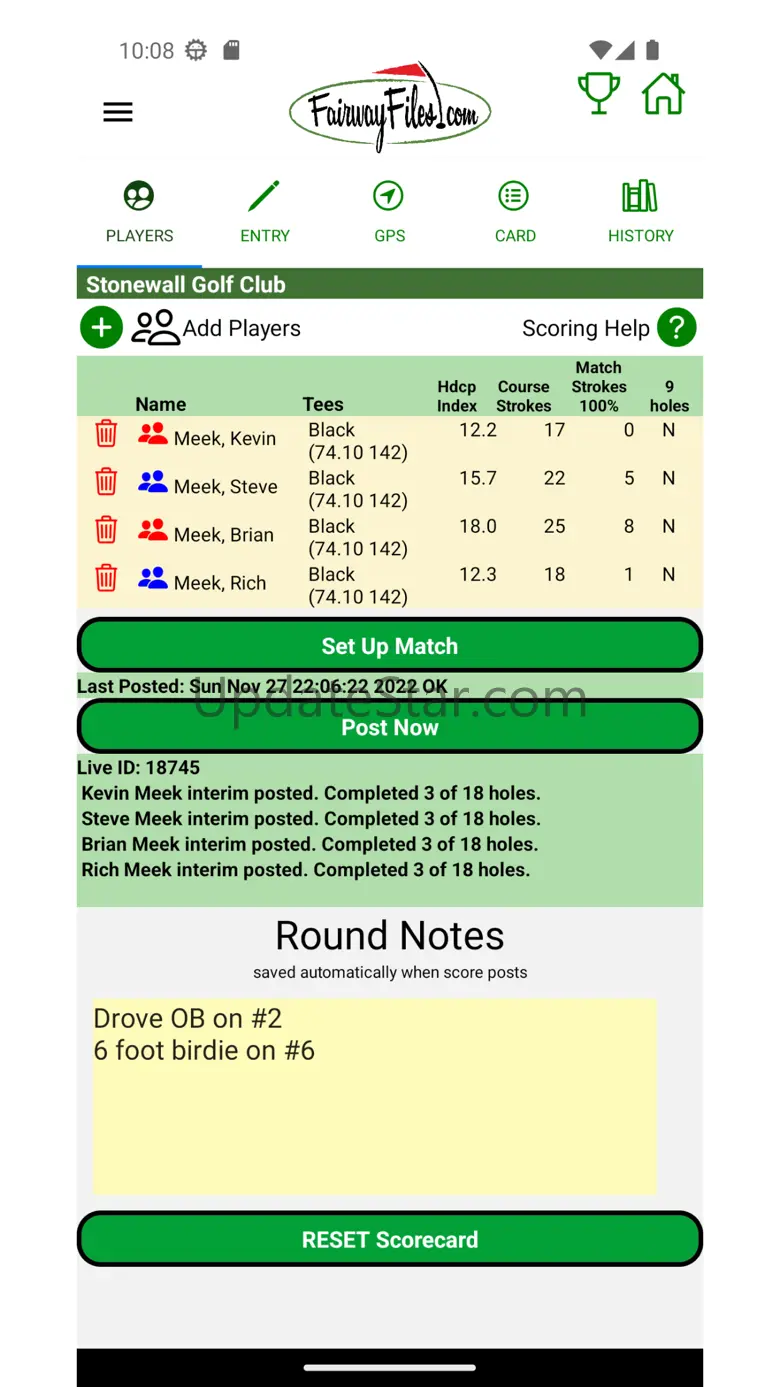 FairwayFiles Golf Scorecard 2.2.14