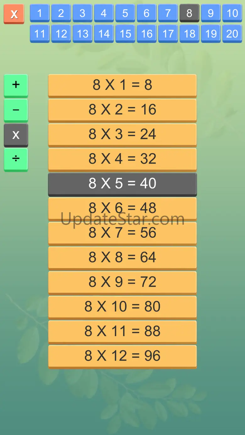 Math Tables with Quiz 2