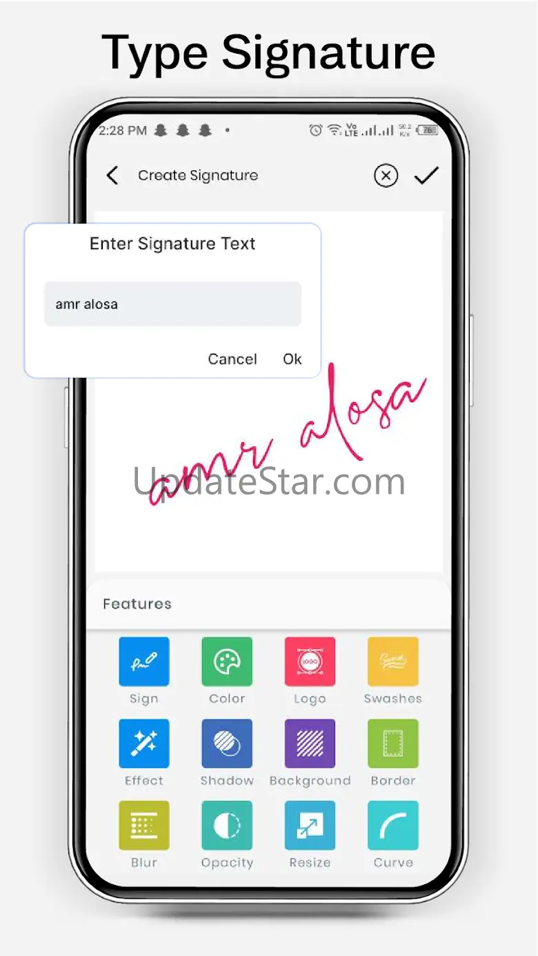 Create a Signature, Text Sign 11.1