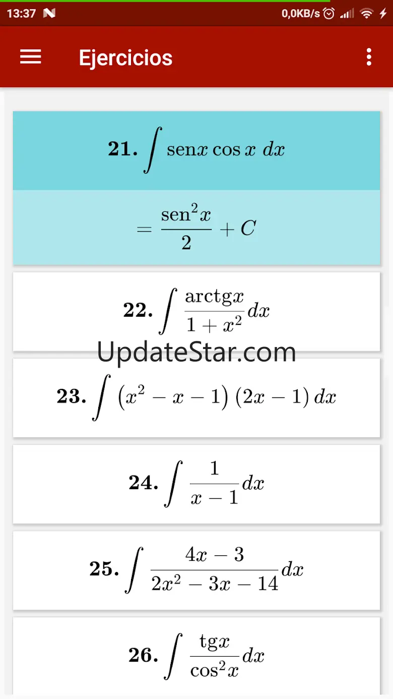 Table of Integrals 1.2 Con ejercicios