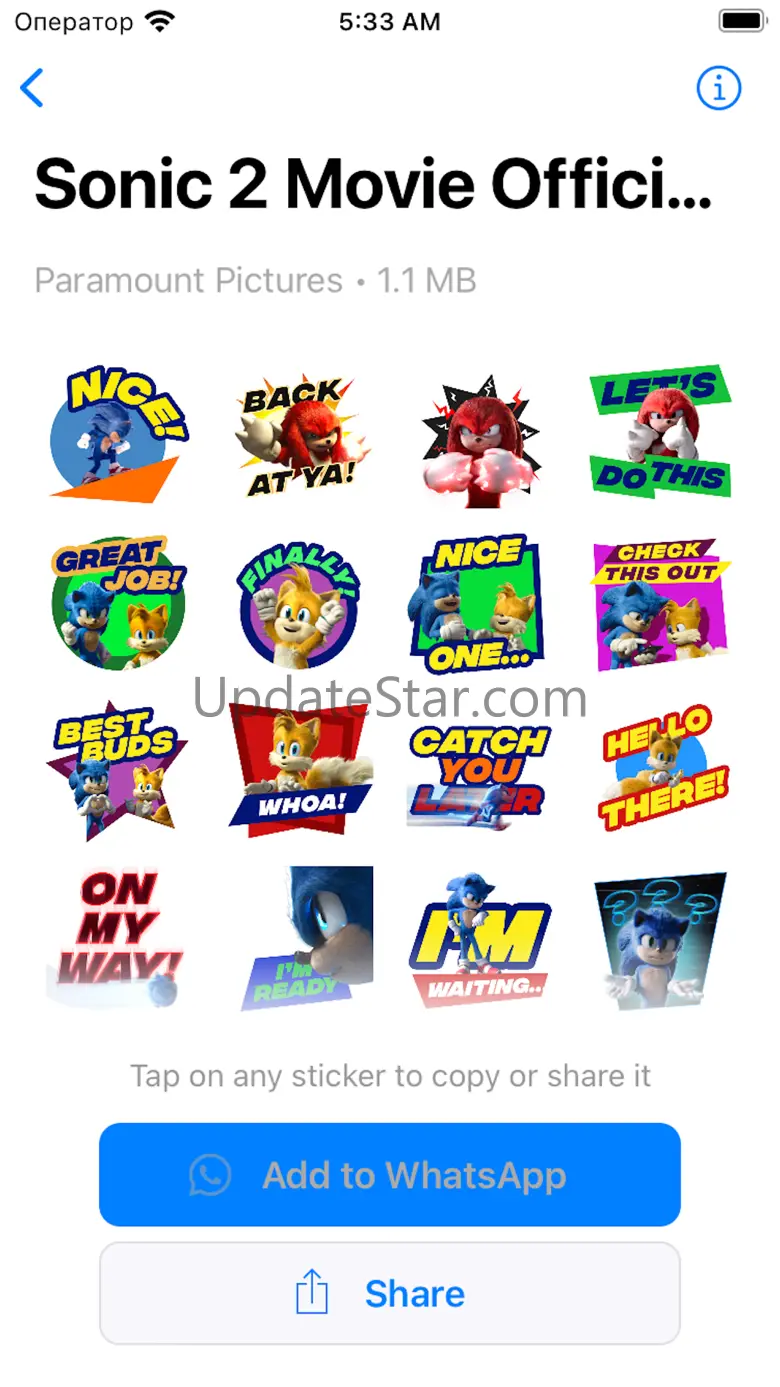 Sonic 2 Movie WA Stickers 1.0