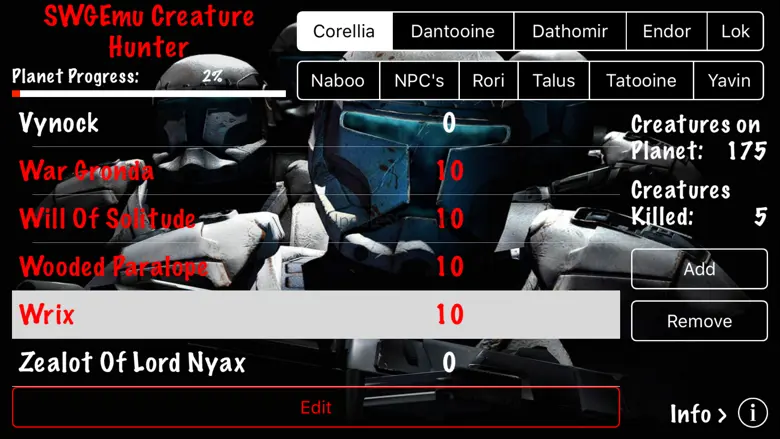 SWGEmu Creature Hunter 1.2.4