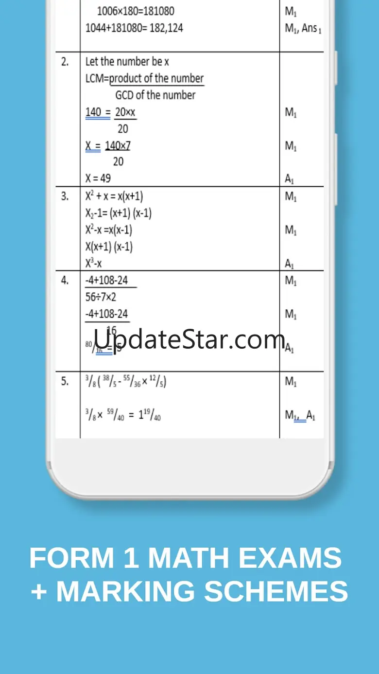 Form 1 Math Exams + Answers 7.0