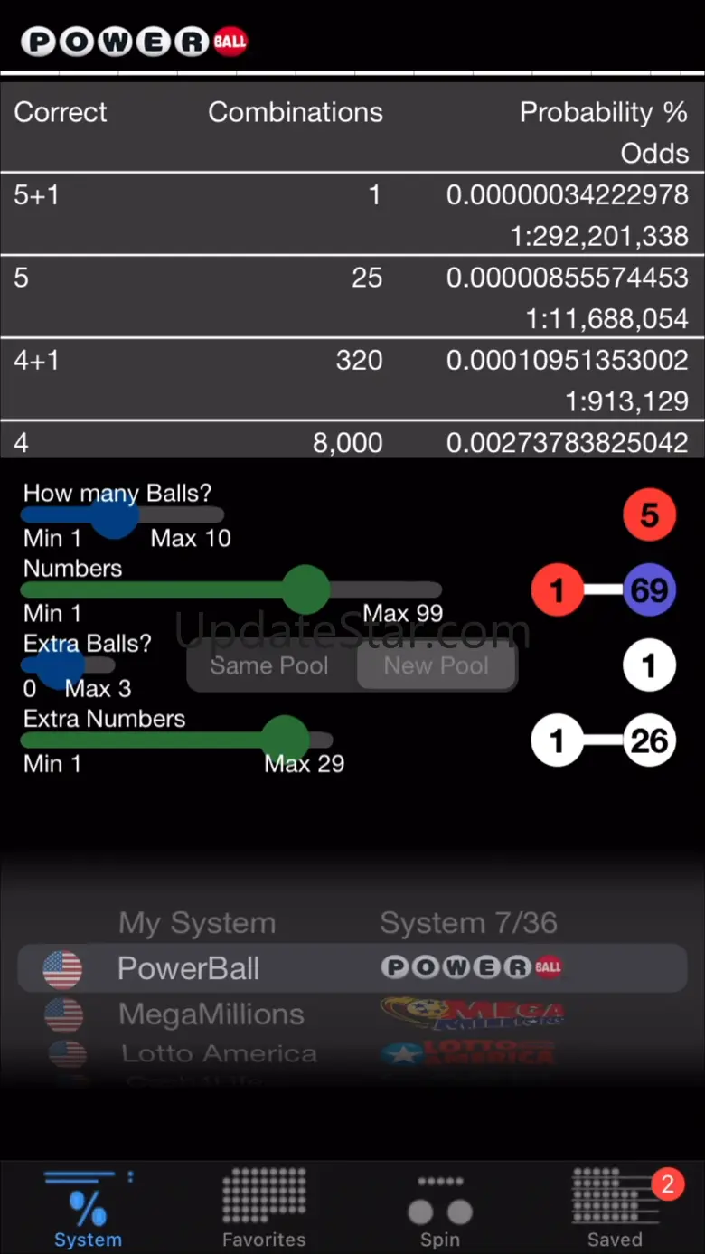Lotto with lucky numbers 6.2