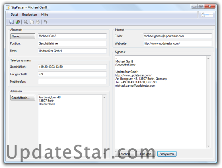 UpdateStar SigParser 4.0.5898.21235