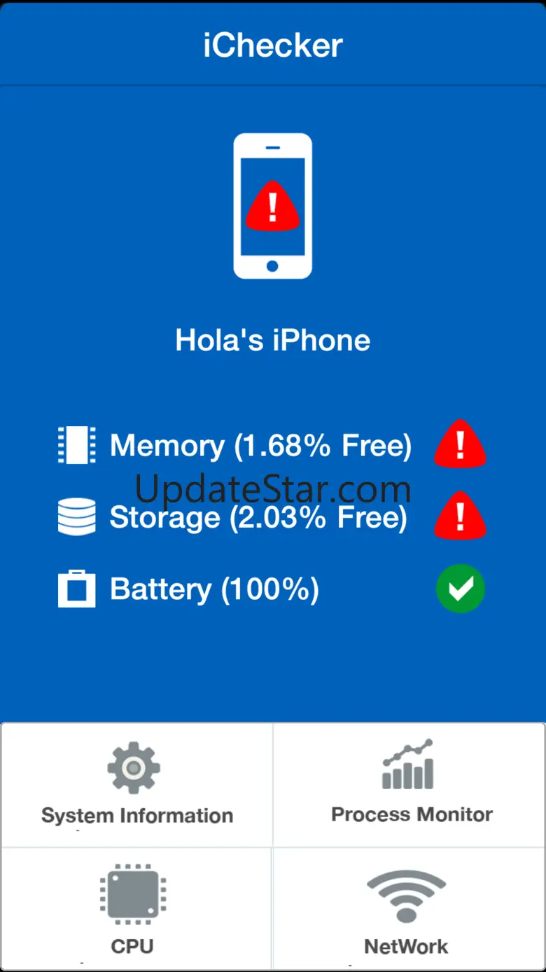 iChecker (Memory, network, storage, battery, cpu, process...) 1.0