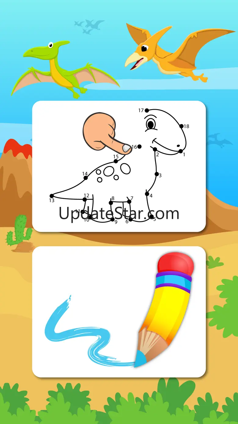 Dinosaurs Connect the Dots and Coloring Book Free 1.0