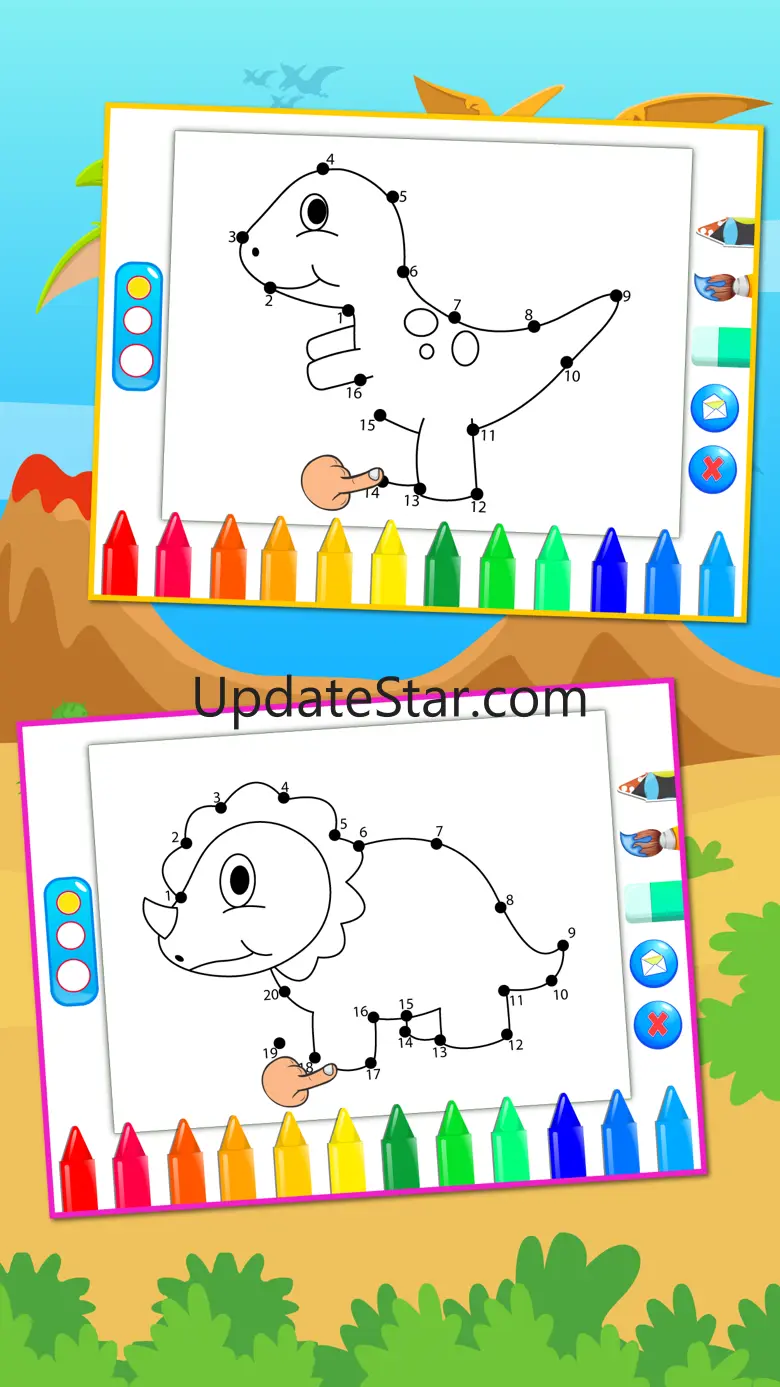 Dinosaurs Connect the Dots and Coloring Book Free 1.0