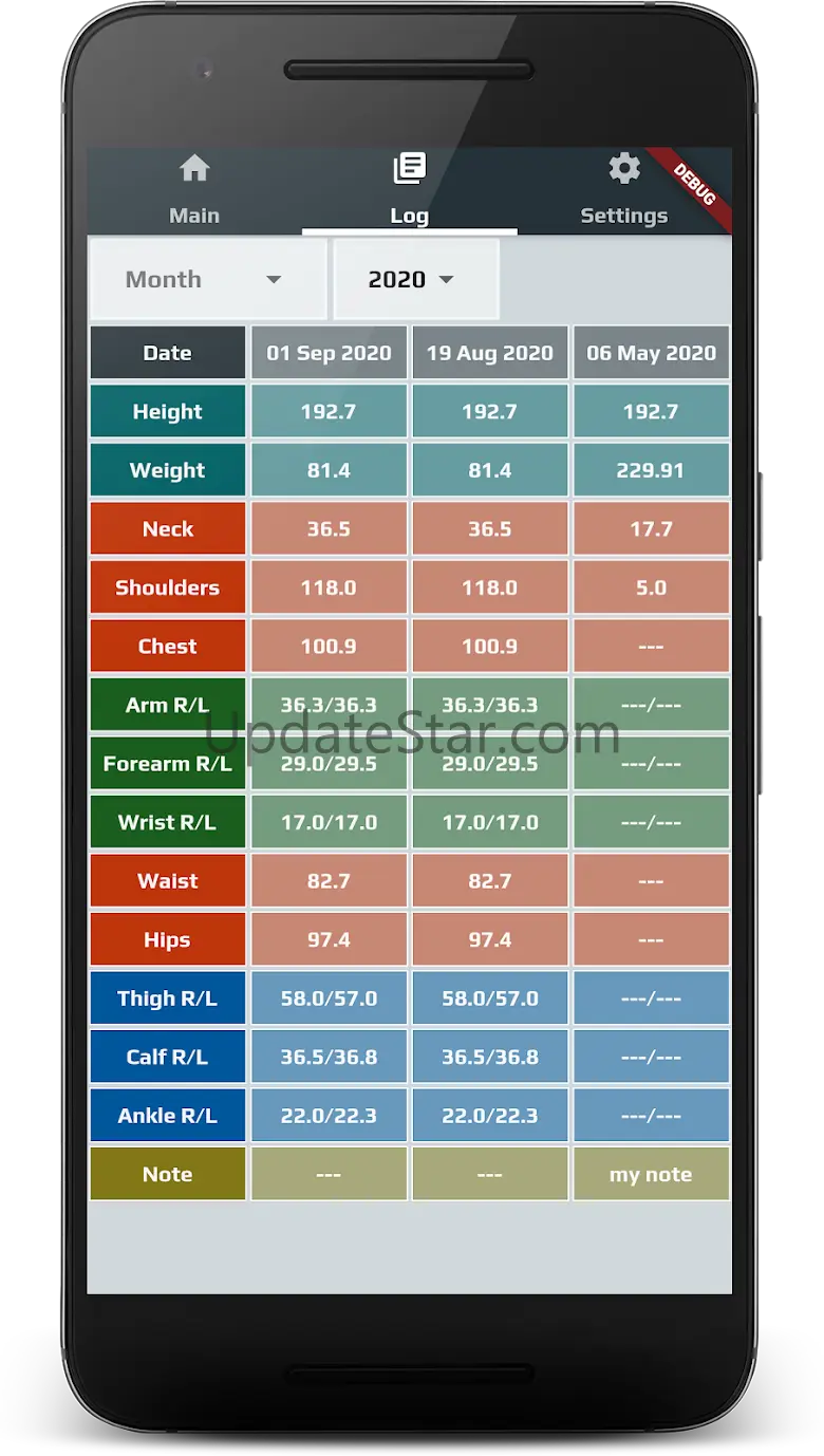 Body Measurements Diary - Musc 1.7.9