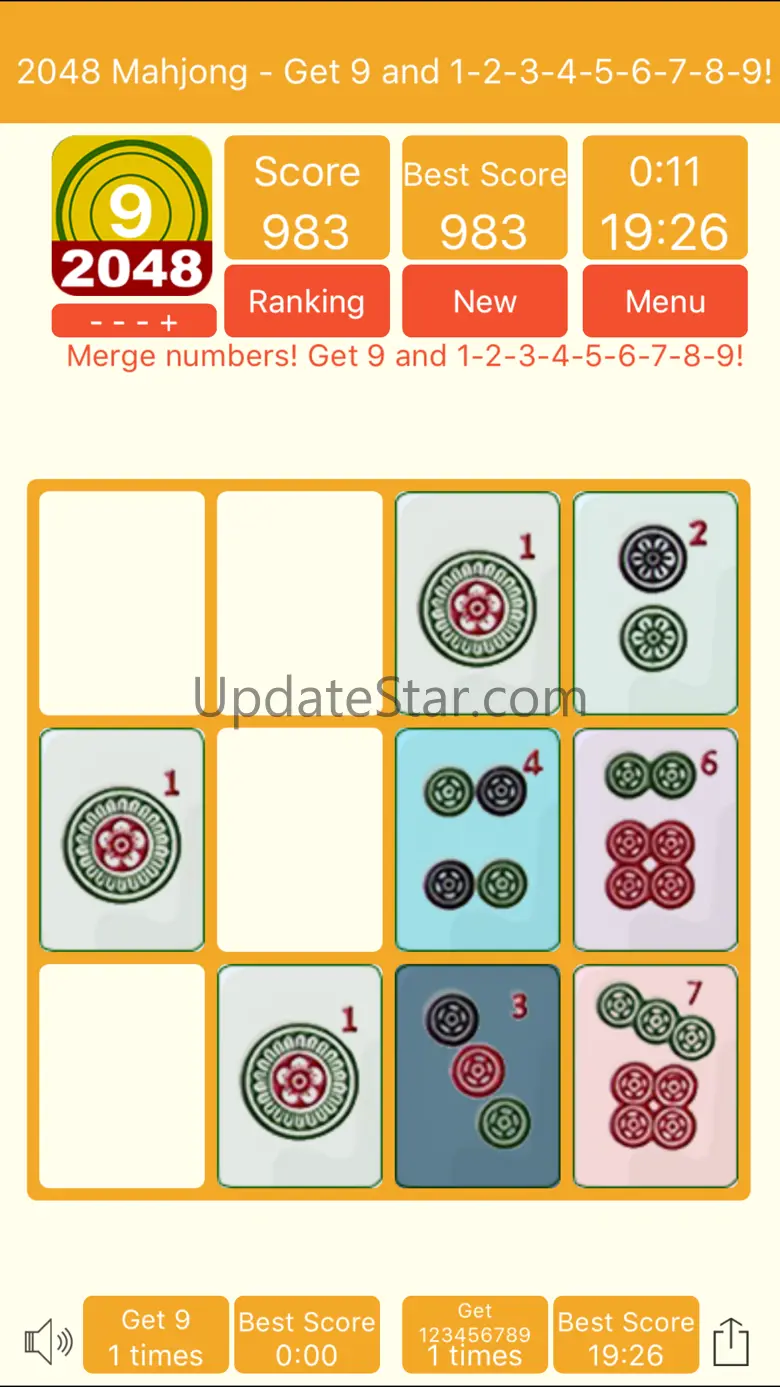 2048 Mahjong - Get 9 and 1-9! 10.5