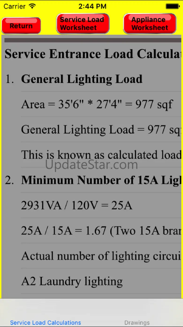 Electrical Load Calculator & Electrical Plan Example 1.1