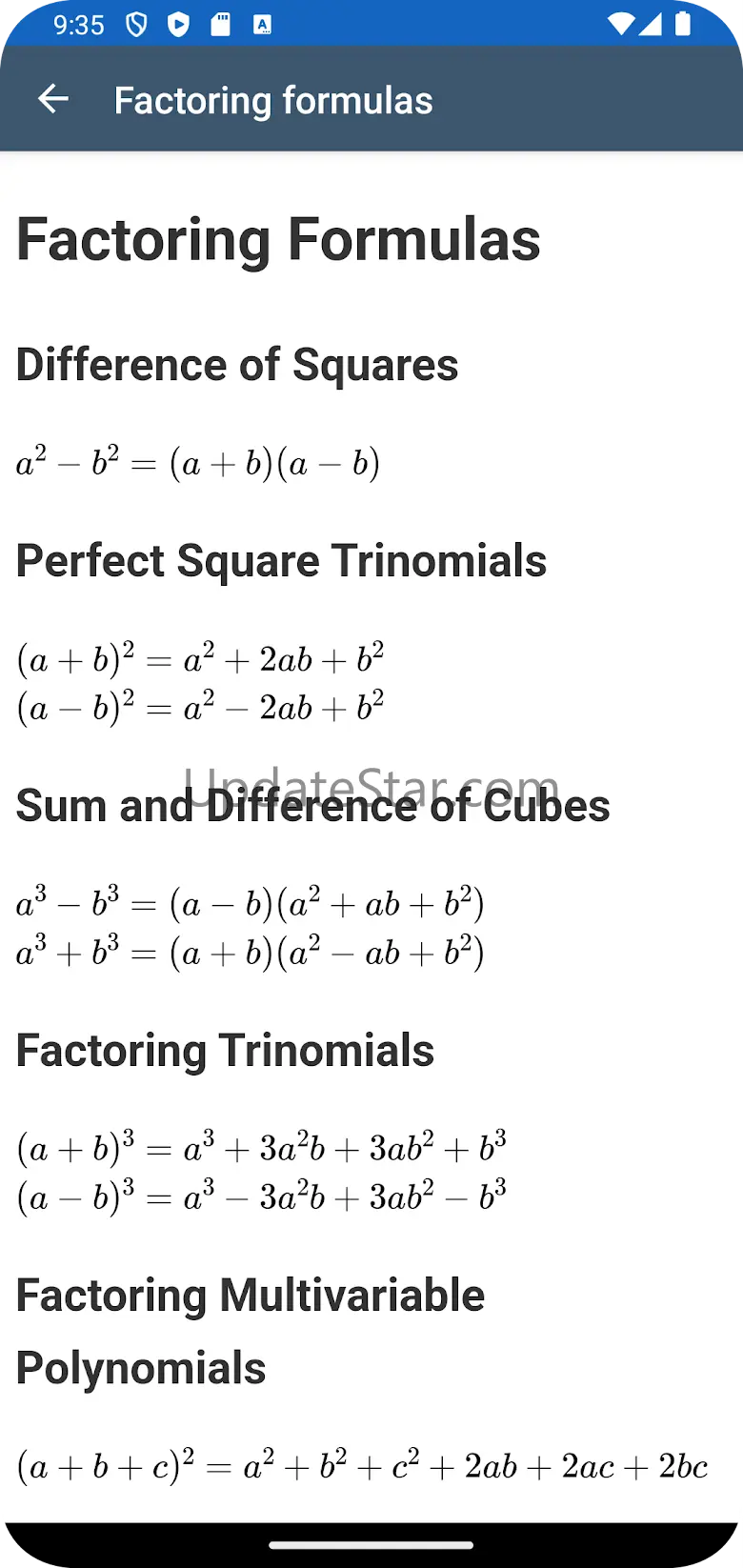 Math Formulas Algebra 2.1.0