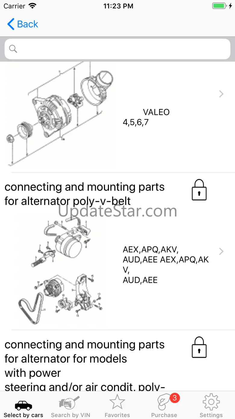 Seat parts and diagrams 3.3