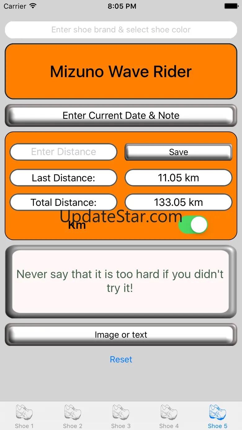 Running Shoe distance 1.3