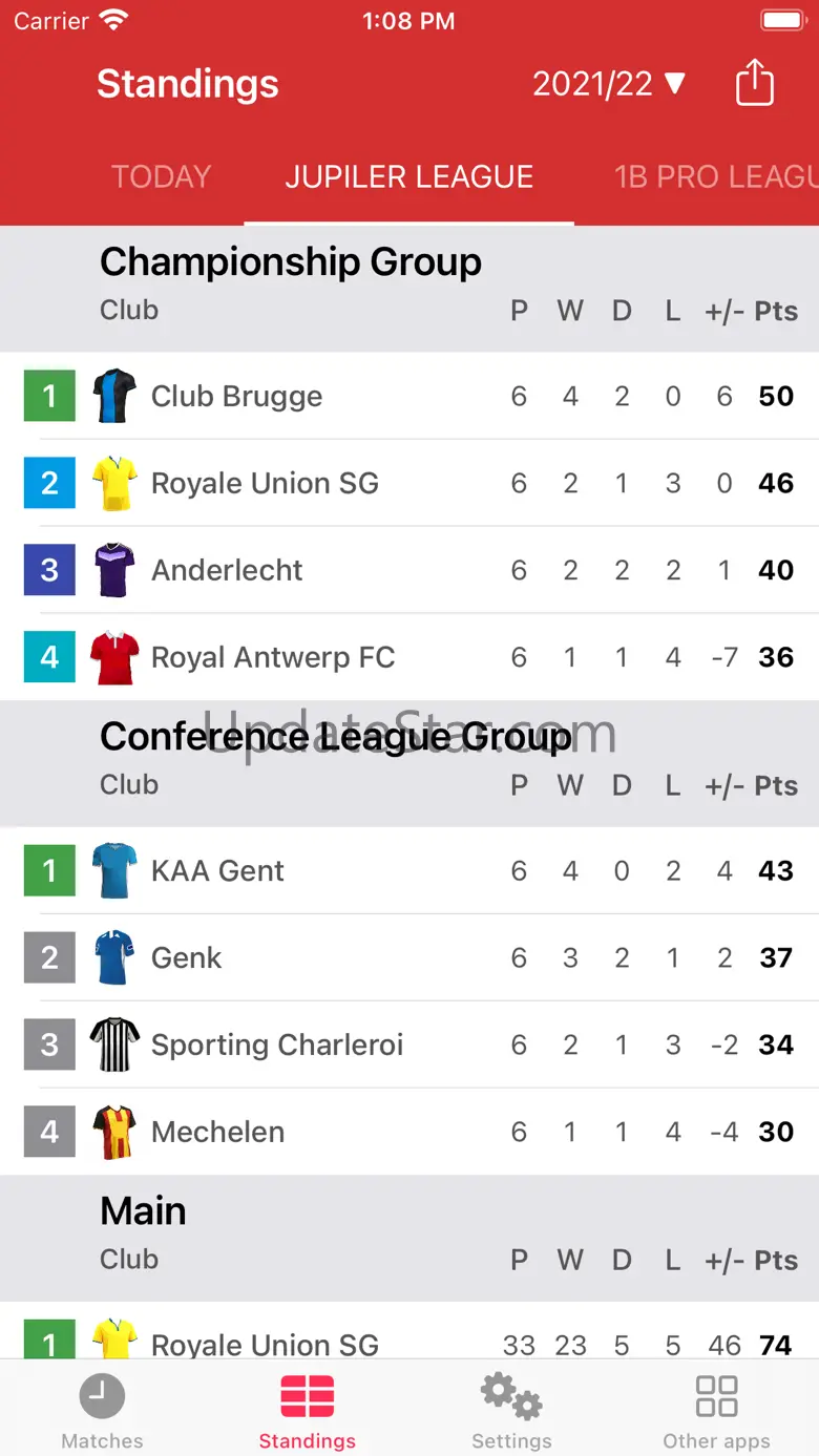 Live Scores for Jupiler League 2.2.9
