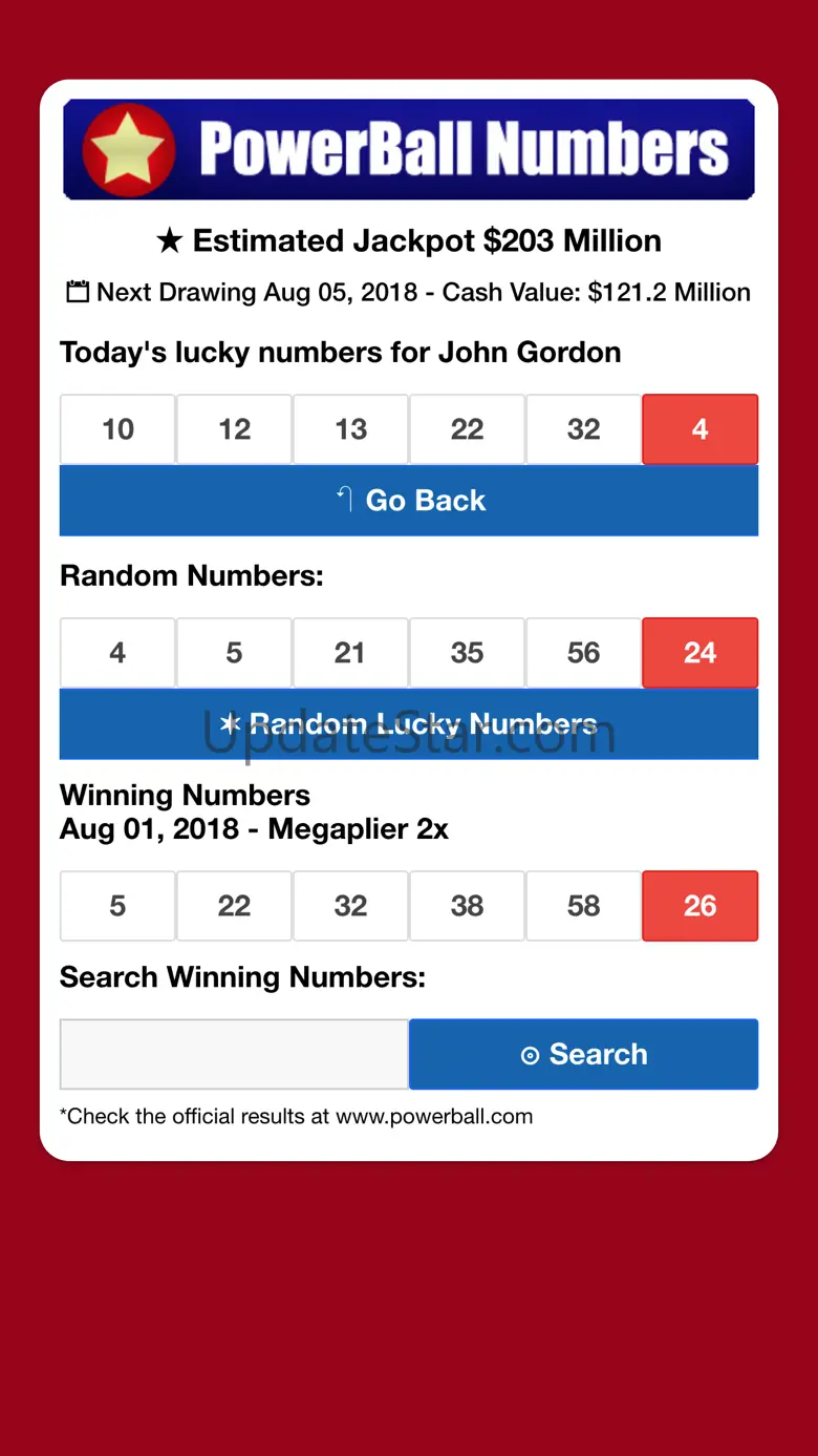 Powerball Lucky Numbers 1.0.4