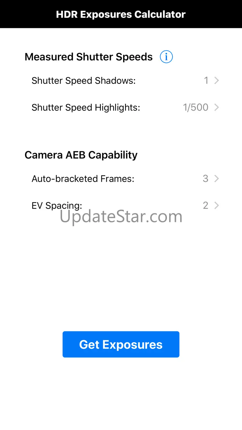 HDR Exposures Calculator 1.0