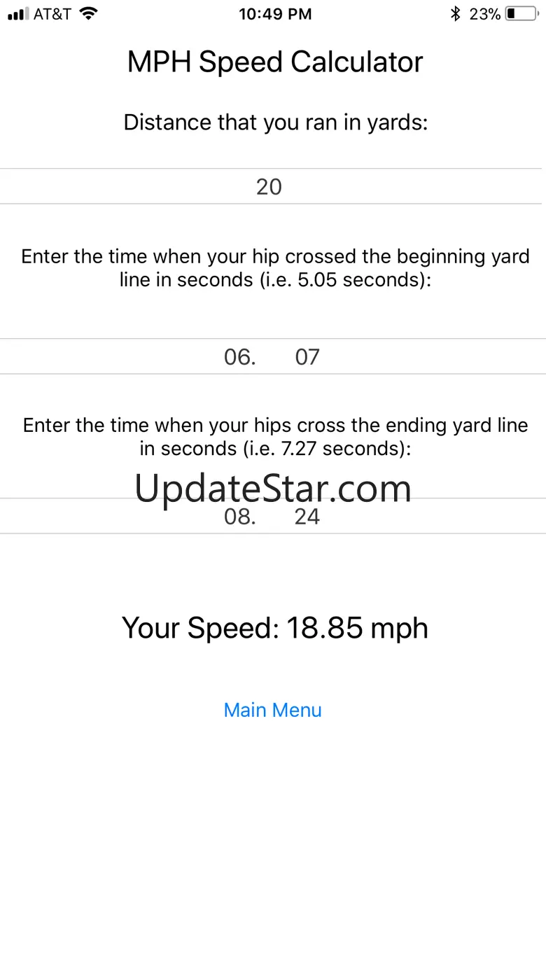 MPH Speed Calculator for Hudl 1.2
