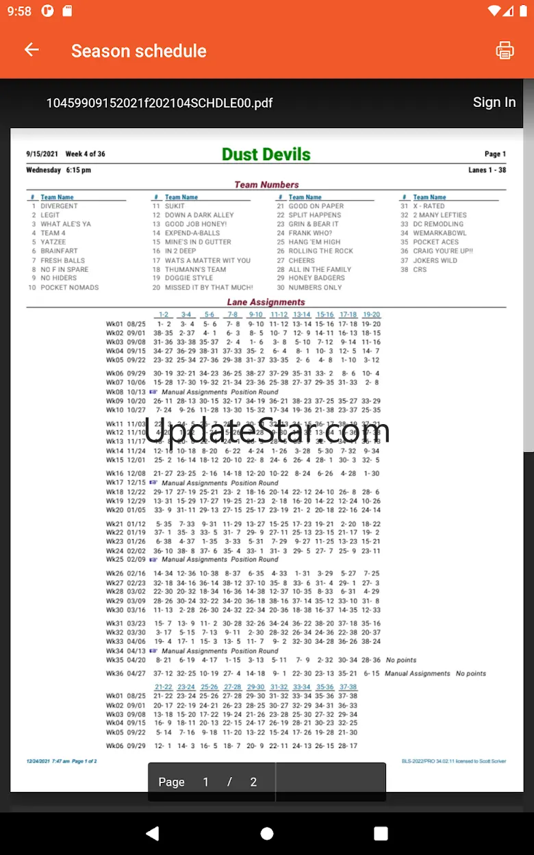 League Secretary 4.8