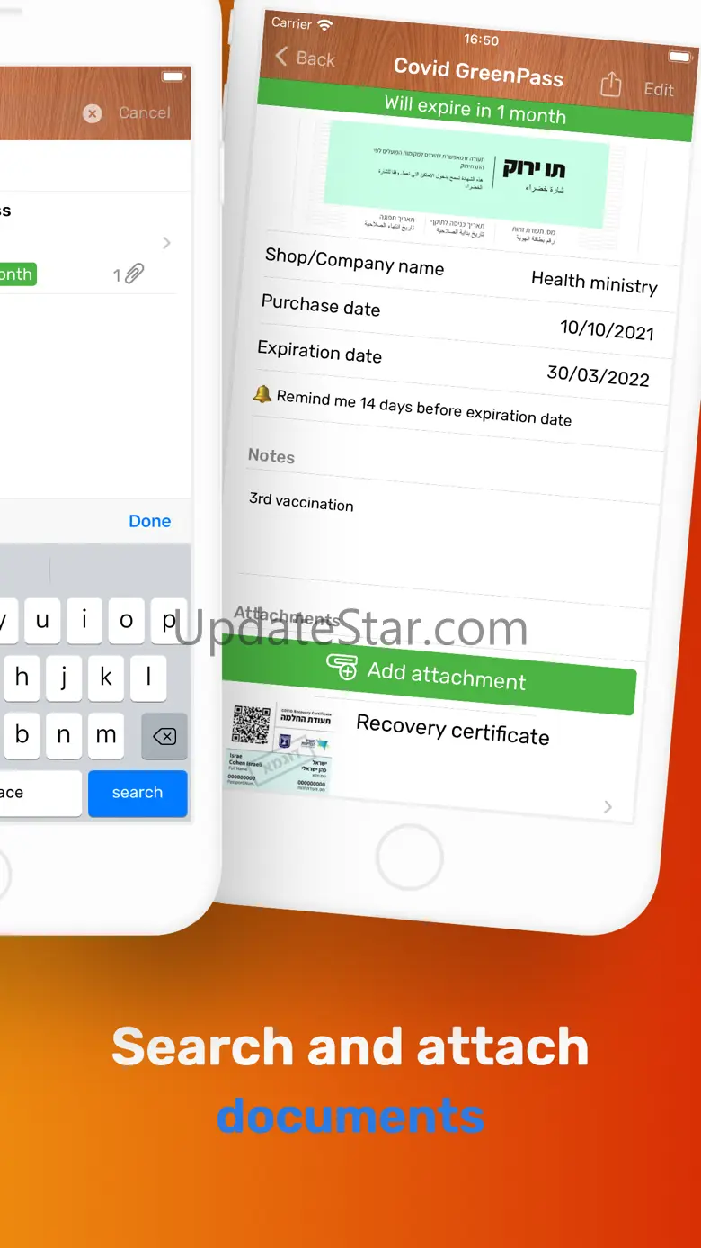 Reminders' drawer - Scan docs 3.2