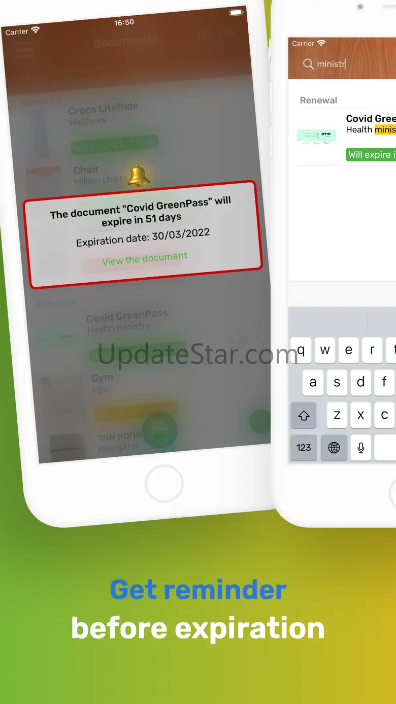 Reminders' drawer - Scan docs 3.2