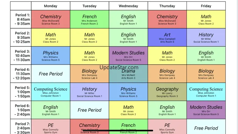 School Schedule for Class 1.7.9