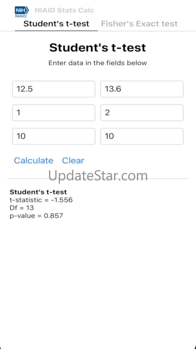 NIAID Stats Calculator 1.0