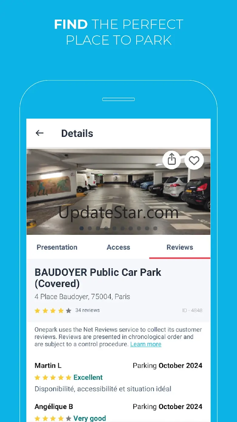 Onepark, Book a parking space! 1.30