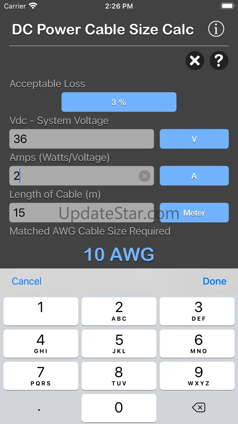 DC Power Cable Size Calc 1.1