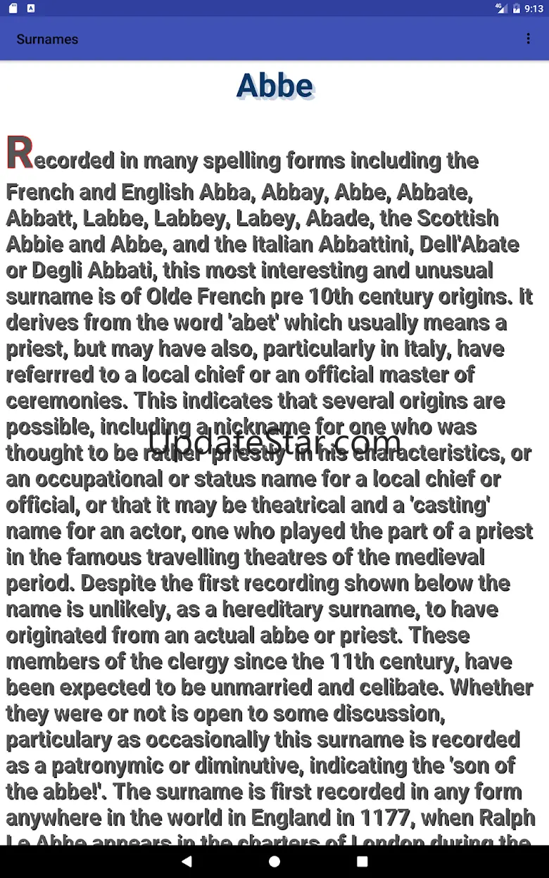 A list of surnames 1.2.1
