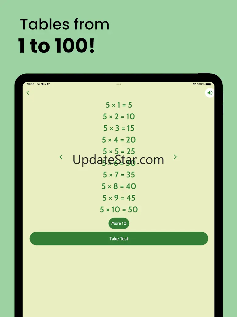 Maths Tables 1 - 100 with Test 9.3.4