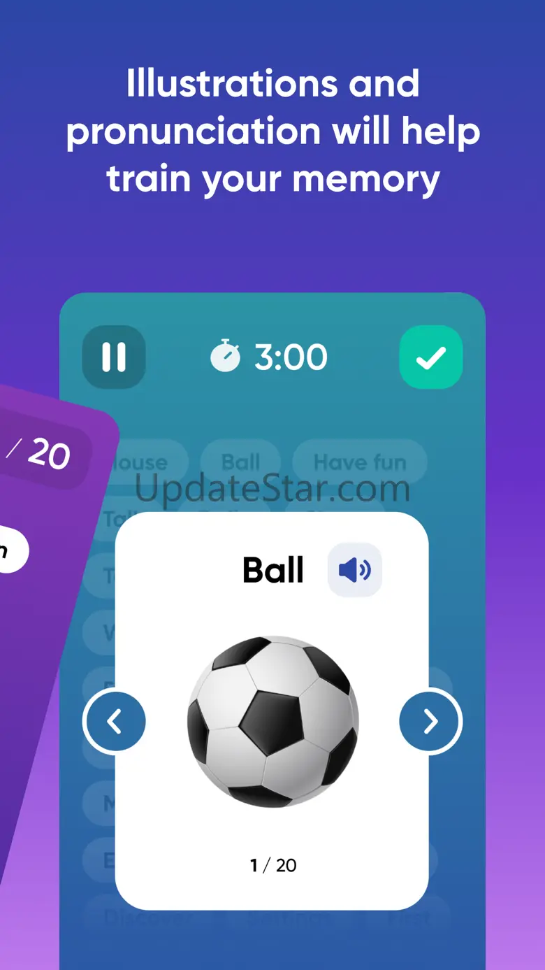 Memory training game with test 2.1