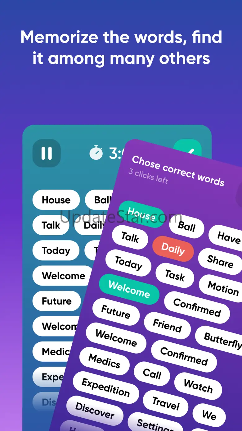 Memory training game with test 2.1