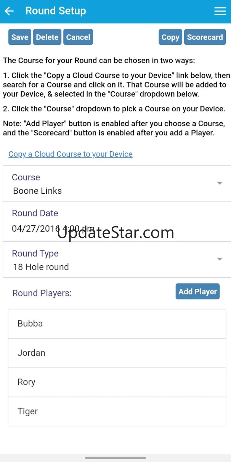Golf Scorecard 1.10.11