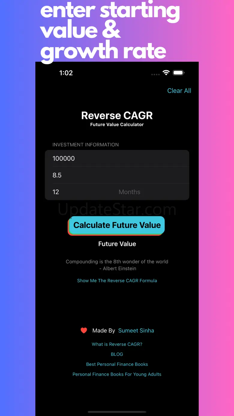 Reverse CAGR Calculator 1.2