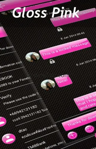 SMS Messages Gloss Pink Theme 3.0