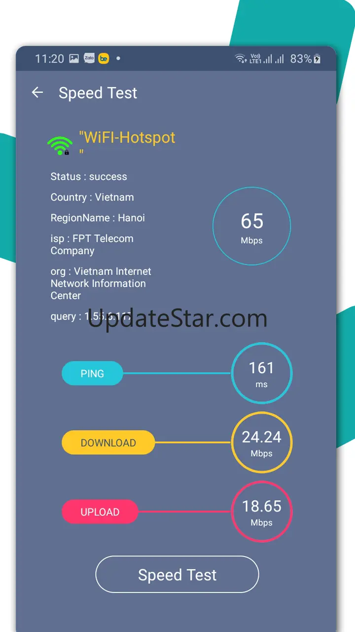WiFi speed test internet 4G 5G 3.6