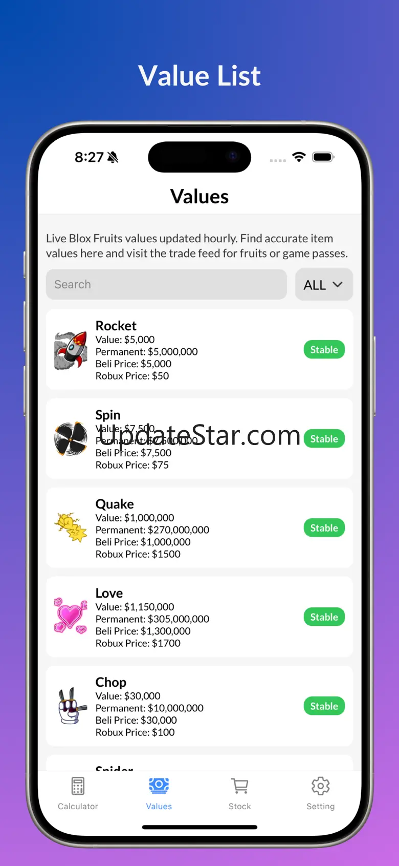 Fruits Values Calculator 4.0.209
