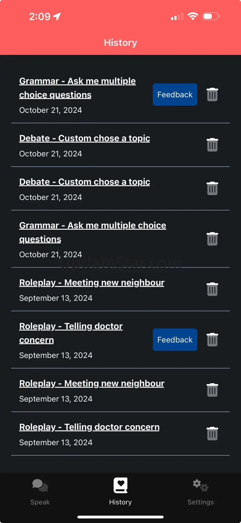 Langua: AI language learning alex testing screenshots