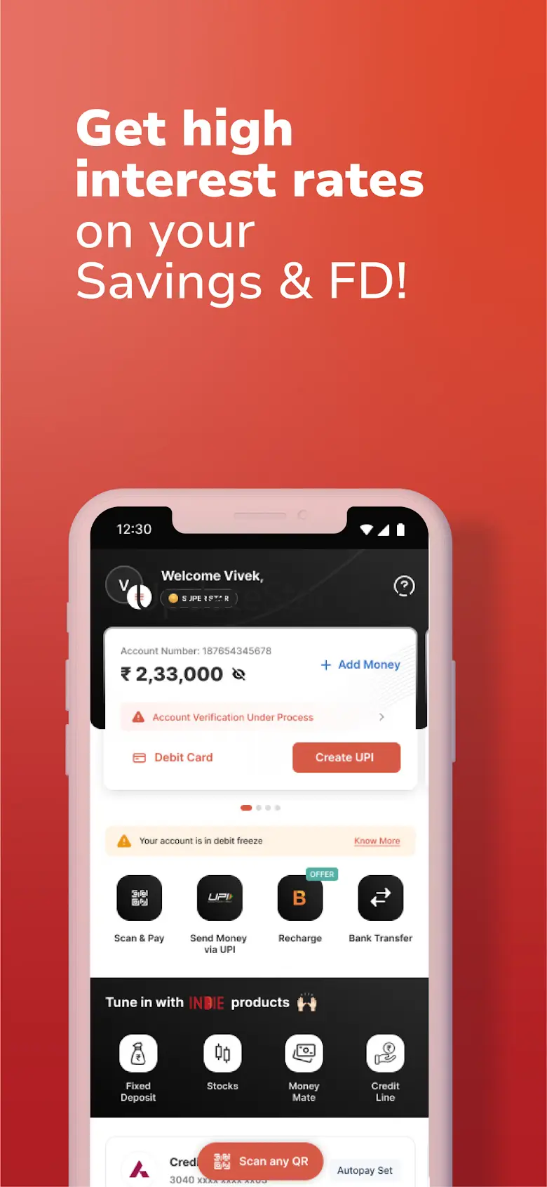 IndusInd Bank: Savings A/C, FD 1.1.72