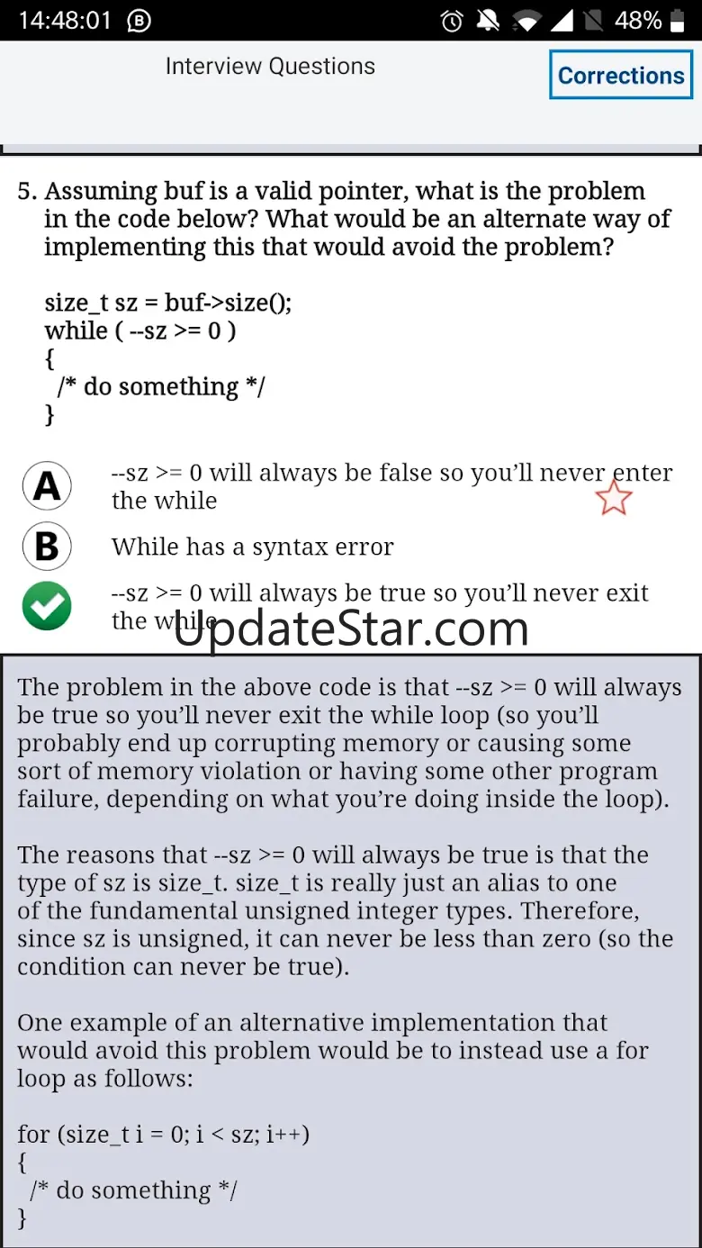 MCQ C ++ Training explanations 7.15