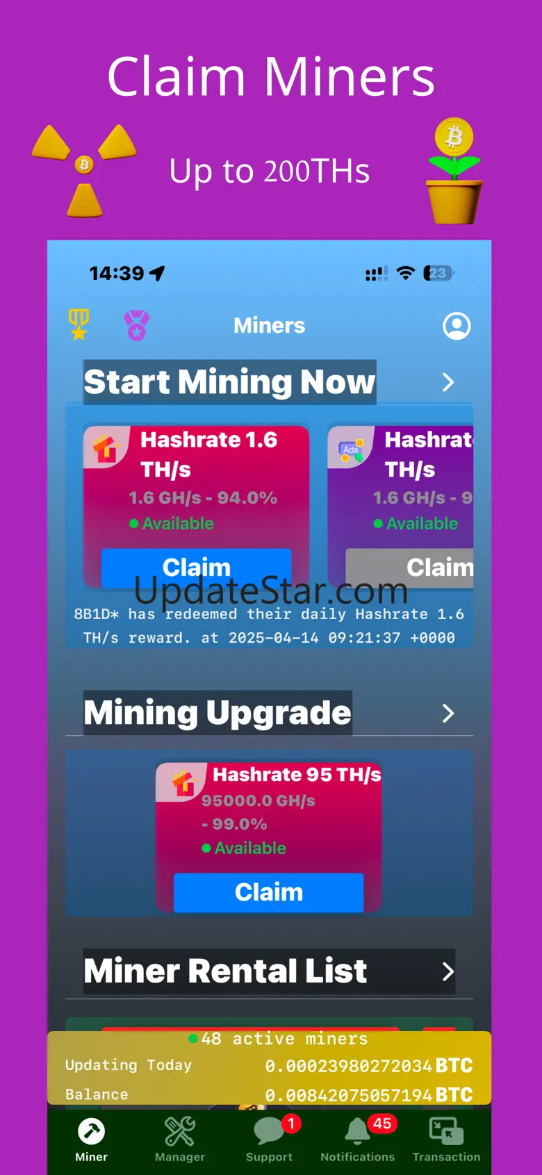 Bitcoin mining - Crypto Miner 3.1.1